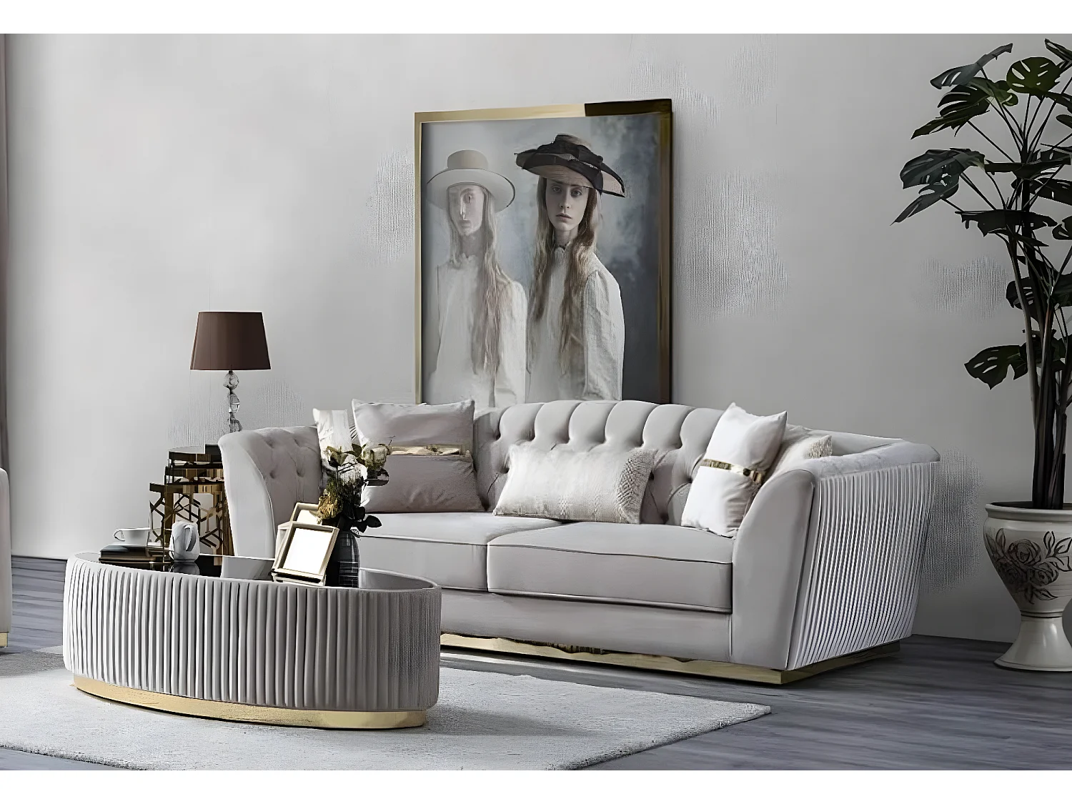 3 Pers. Canapé Grand Lux/Tissu-Beige