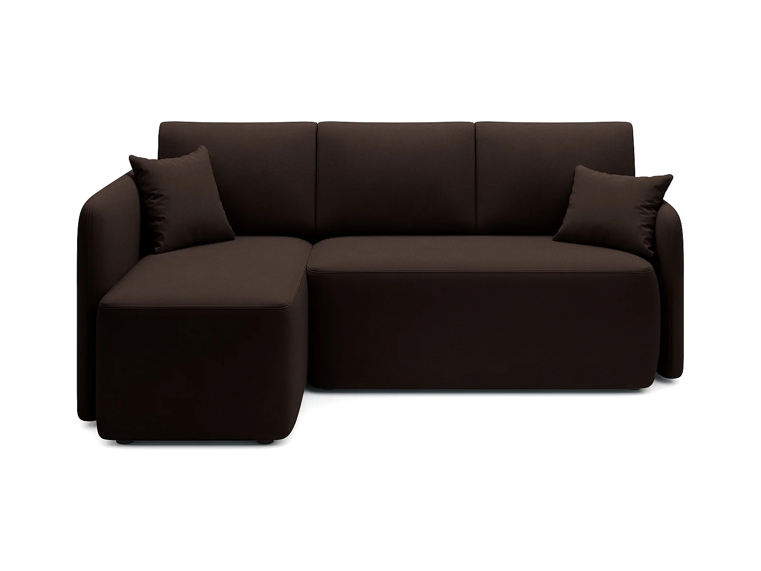 Petit canapé d'angle convertible 3 places tissu marron Takin 206cm-Méridienne A gauche