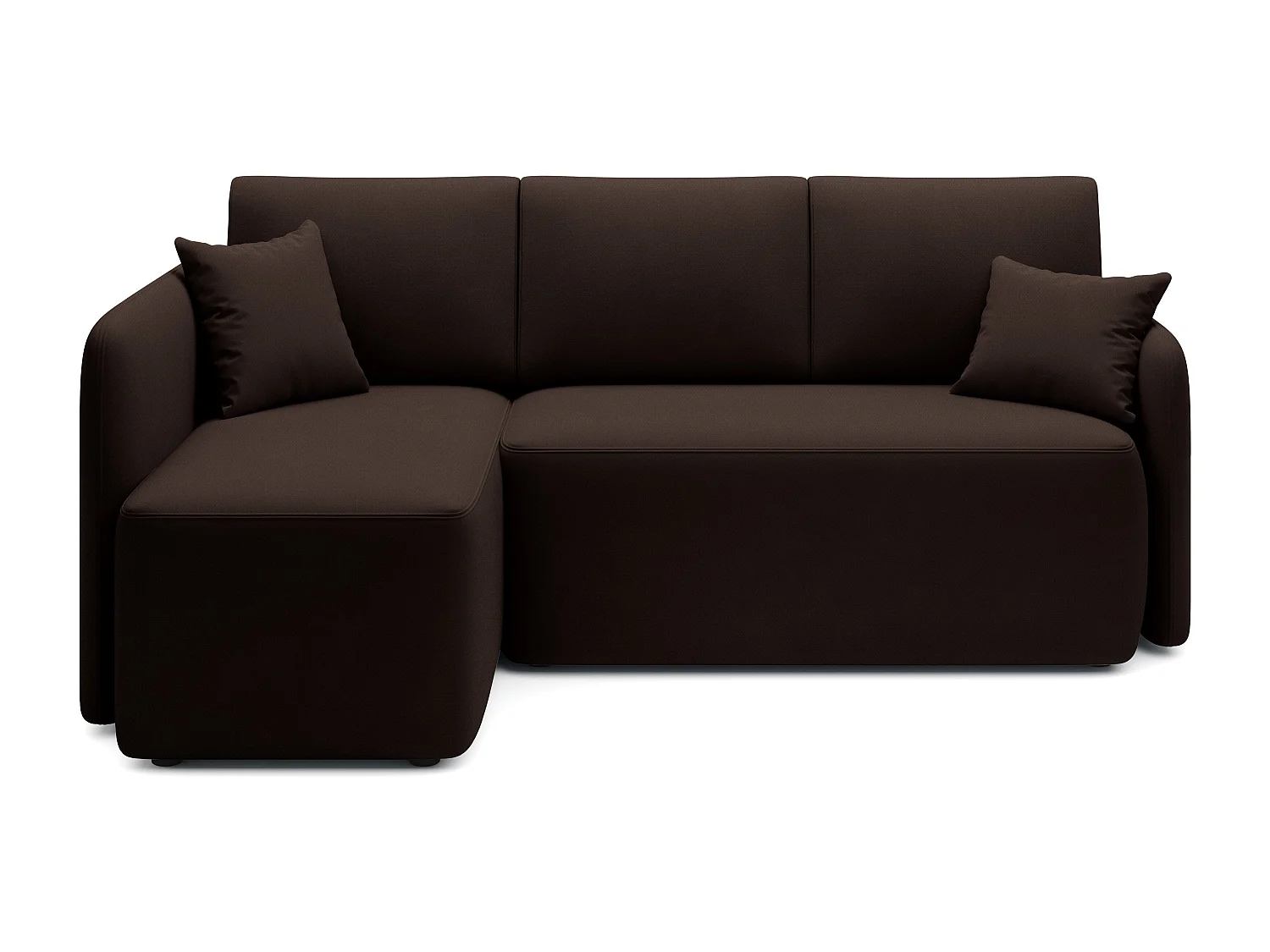 Petit canapé d'angle convertible 3 places tissu marron Takin 206cm-Méridienne A gauche