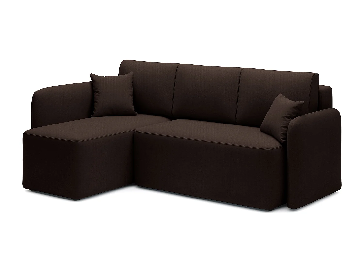 Petit canapé d'angle convertible 3 places tissu marron Takin 206cm-Méridienne A gauche