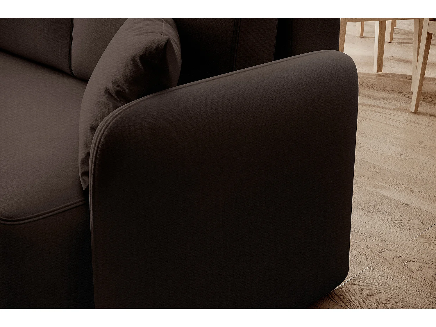 Petit canapé d'angle convertible 3 places tissu marron Takin 206cm-Méridienne A gauche