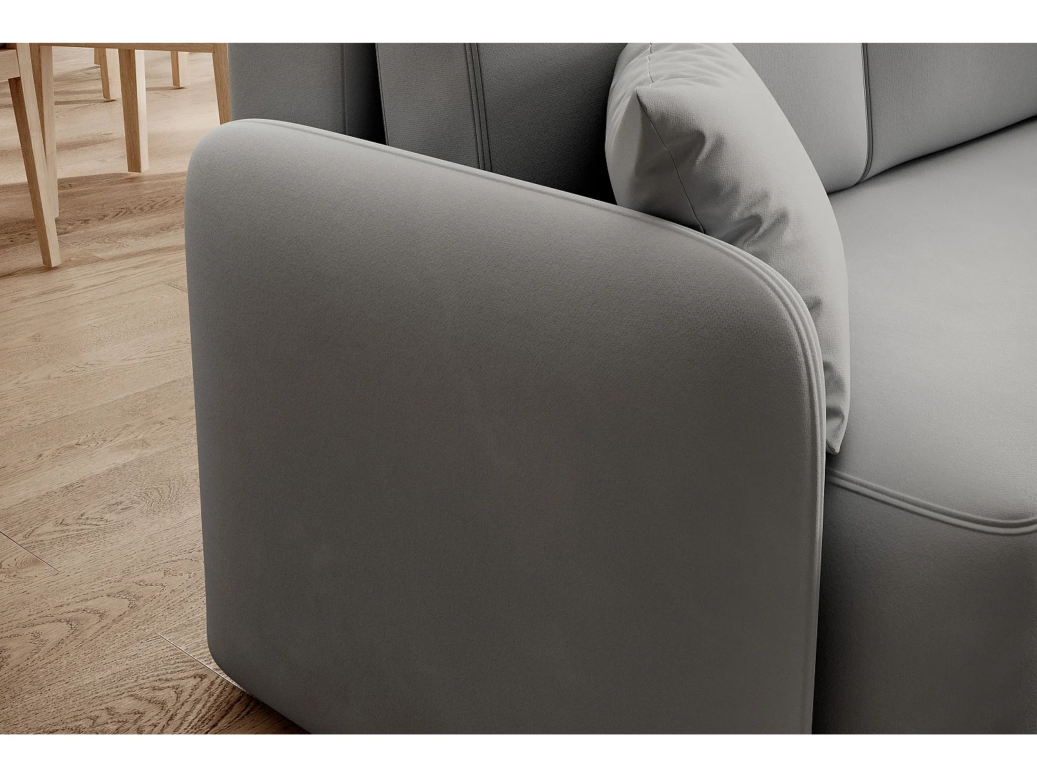 Petit canapé d'angle convertible 3 places tissu TAKIN 206cm-Gris clair-angle droit