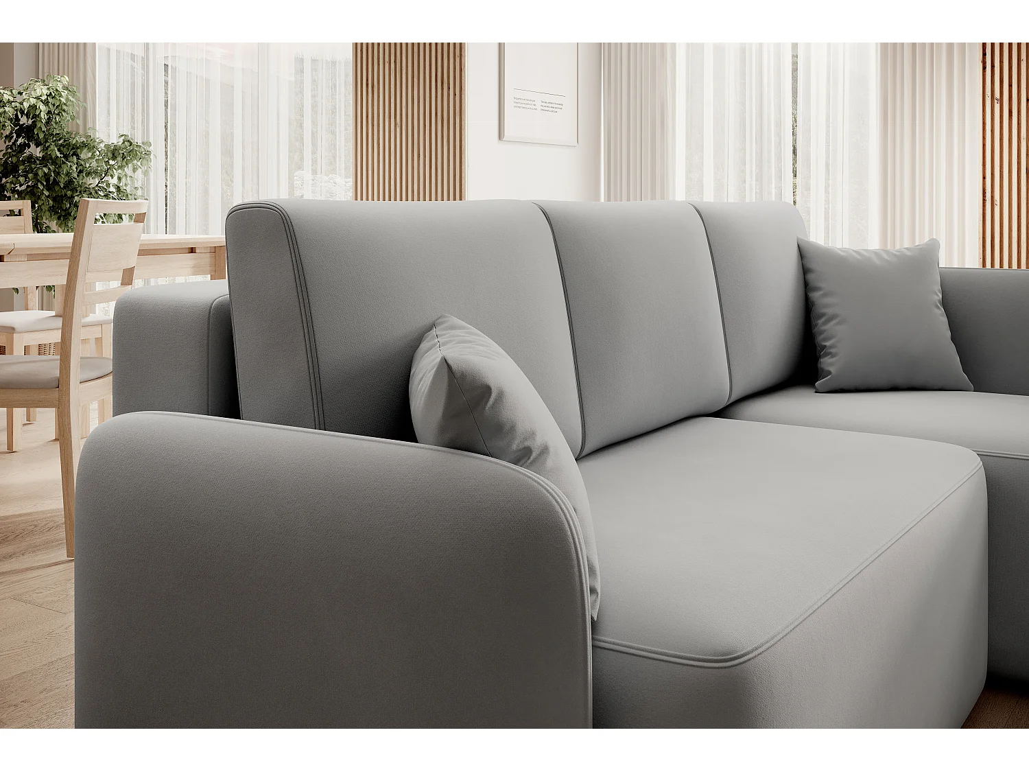 Petit canapé d'angle convertible 3 places tissu TAKIN 206cm-Gris clair-angle droit