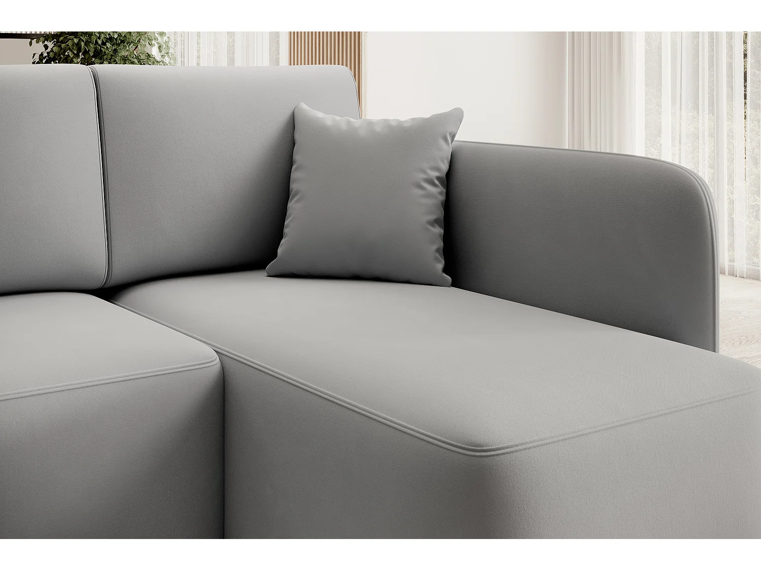 Petit canapé d'angle convertible 3 places tissu TAKIN 206cm-Gris clair-angle droit