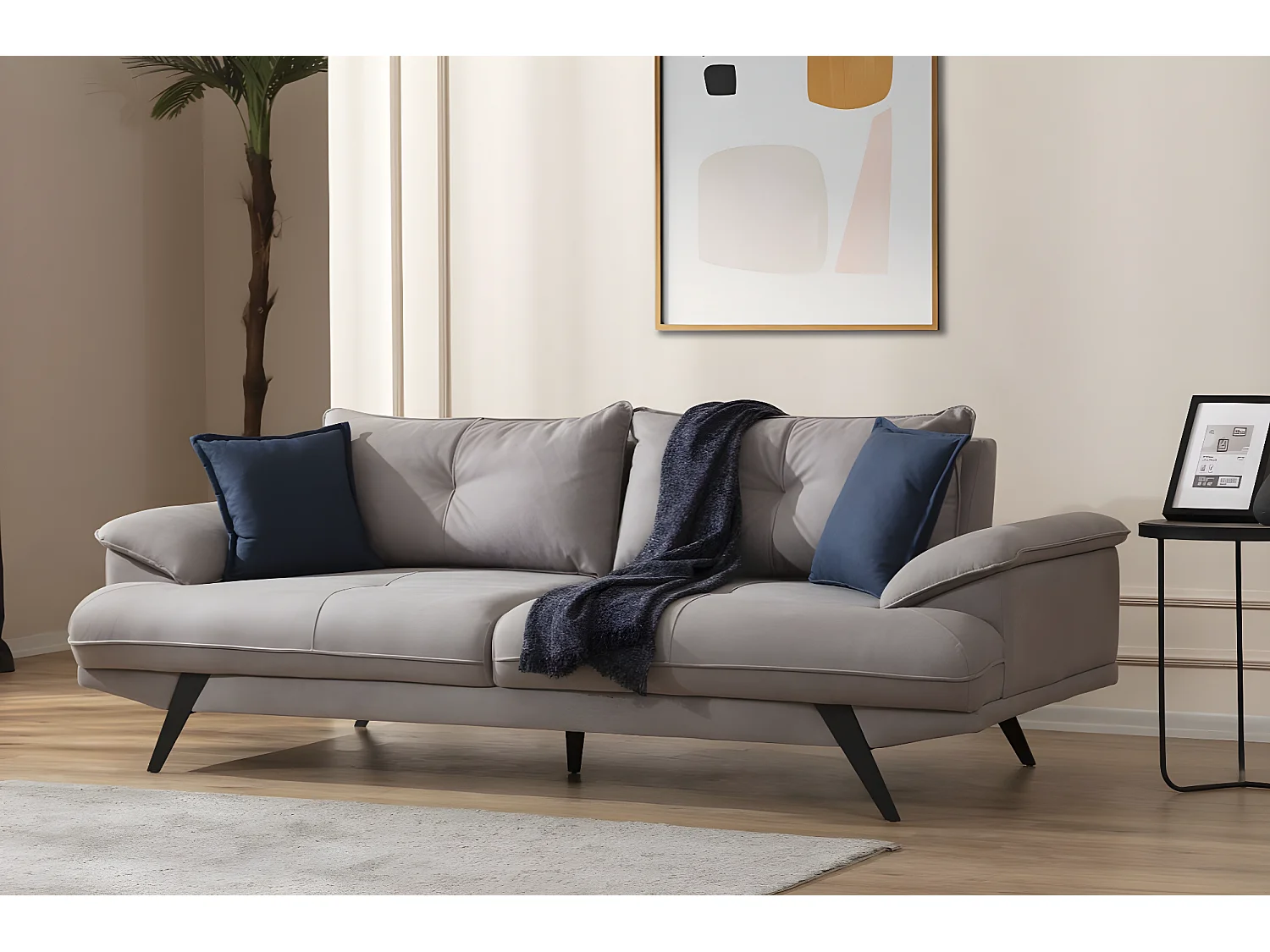 Lerin (Set 3+3+1)/Tissu-Bleu&Gris