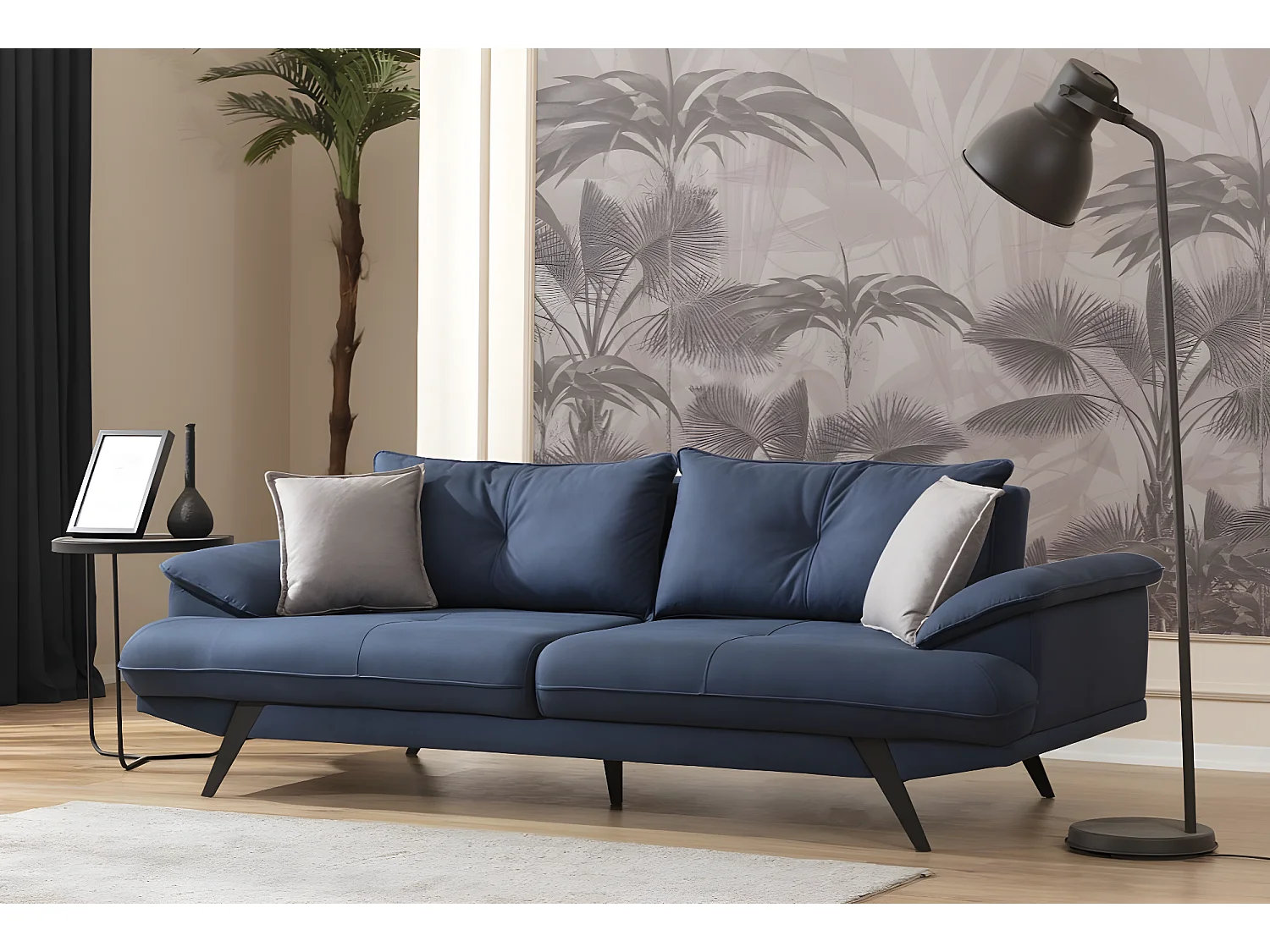 Lerin (Set 3+3+1)/Tissu-Bleu&Gris