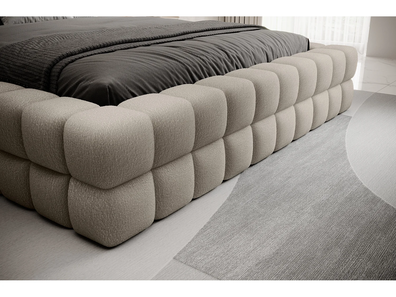 Letto Dario L (180x200)/Tessuto/Marrone