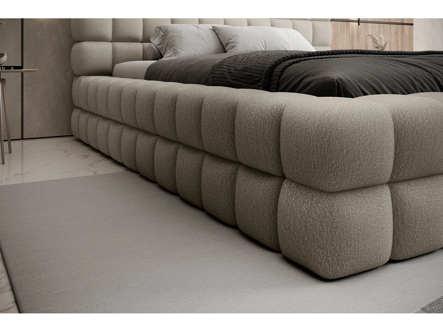 Letto Dario L (180x200)/Tessuto/Marrone