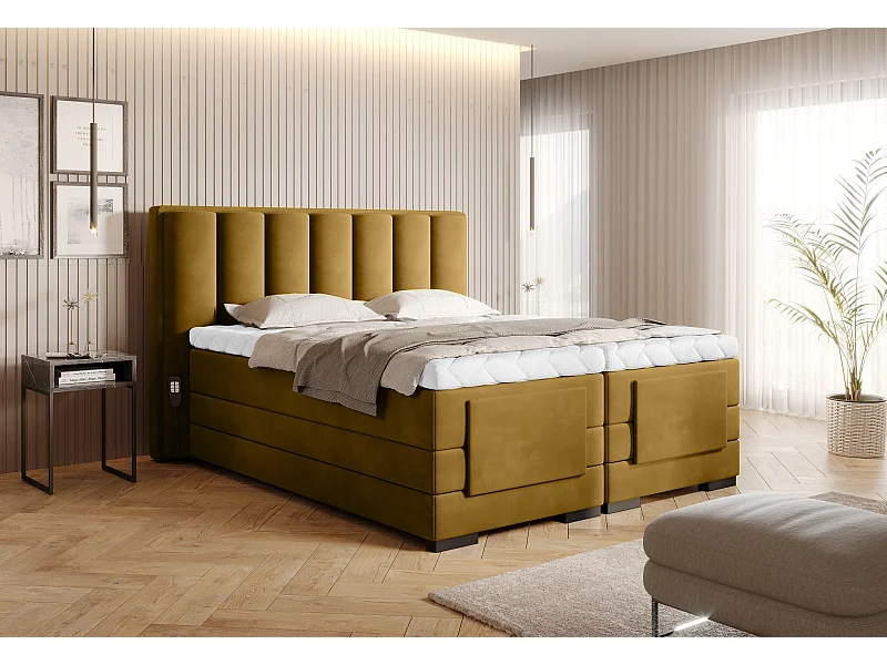 Boxspringbett Theo EL (180x200) Tissu-Jaune