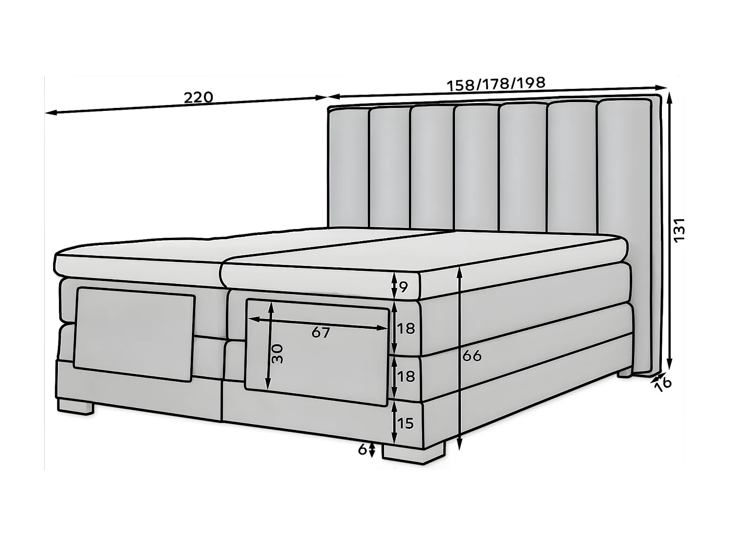 Boxspringbett Theo EL (180x200) Stoff-Gelb