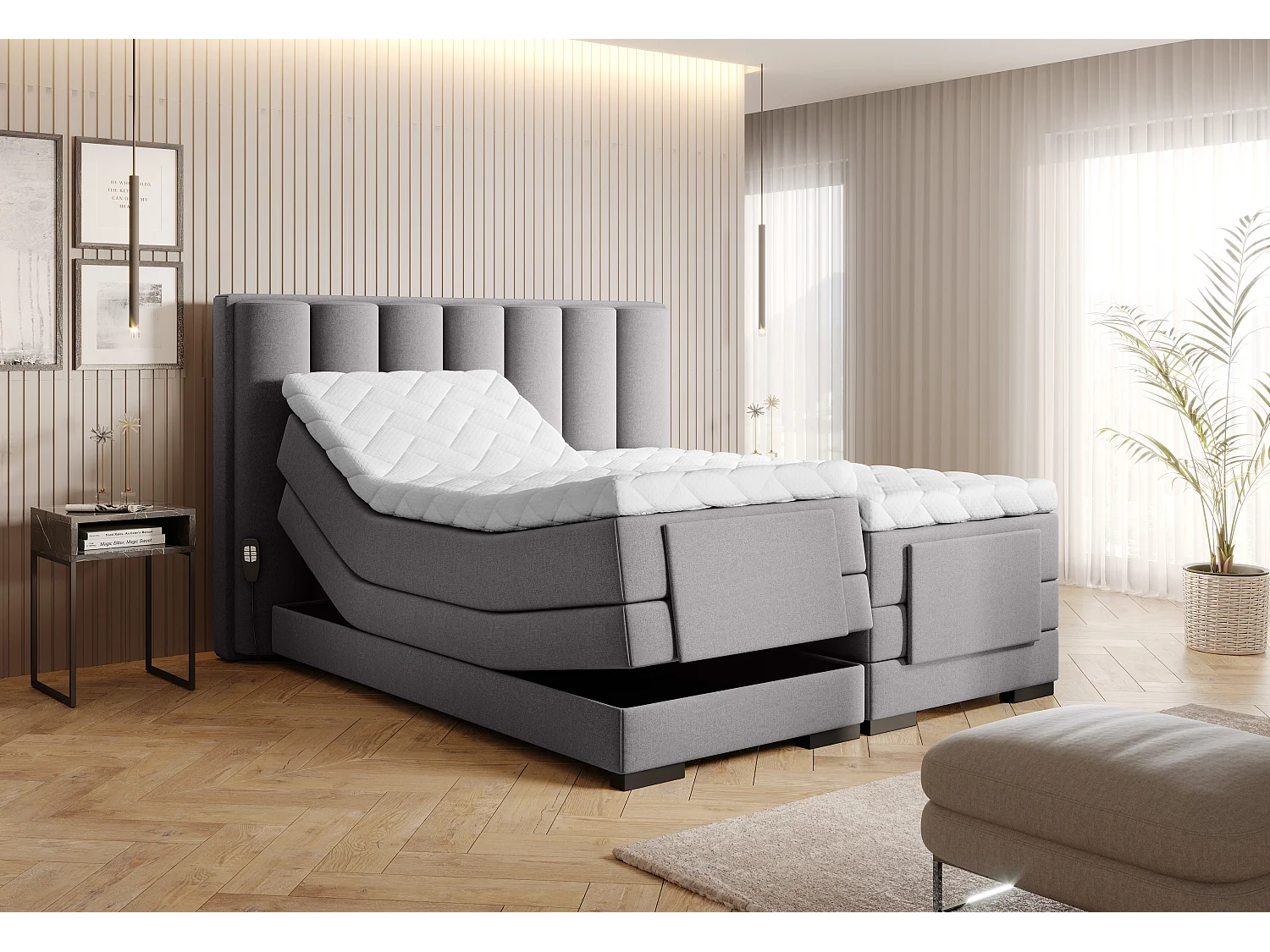 Boxspringbett Theo EL (180x200) Stoff-Gelb