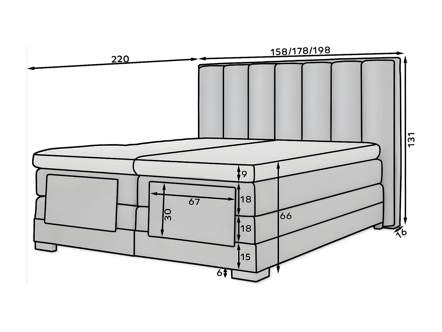 Boxspringbett Theo EL (180x200) Stoff-Gelb