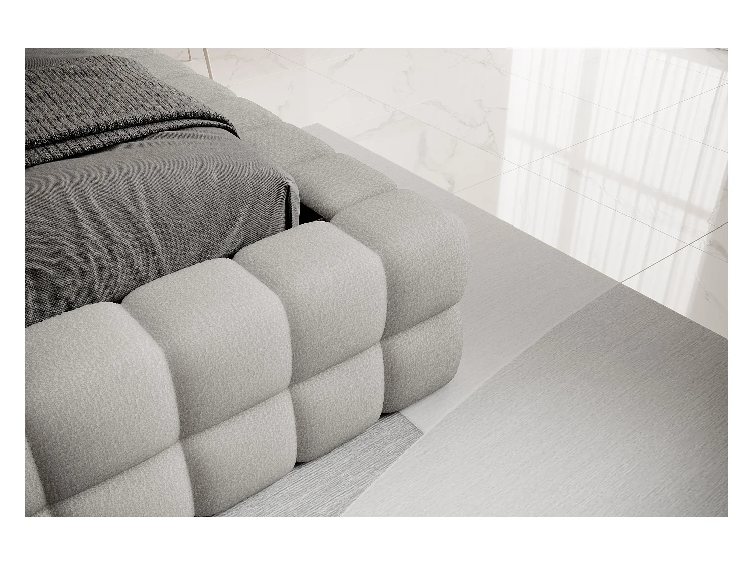 Letto Dario S (140x200)/Tessuto-Grigio