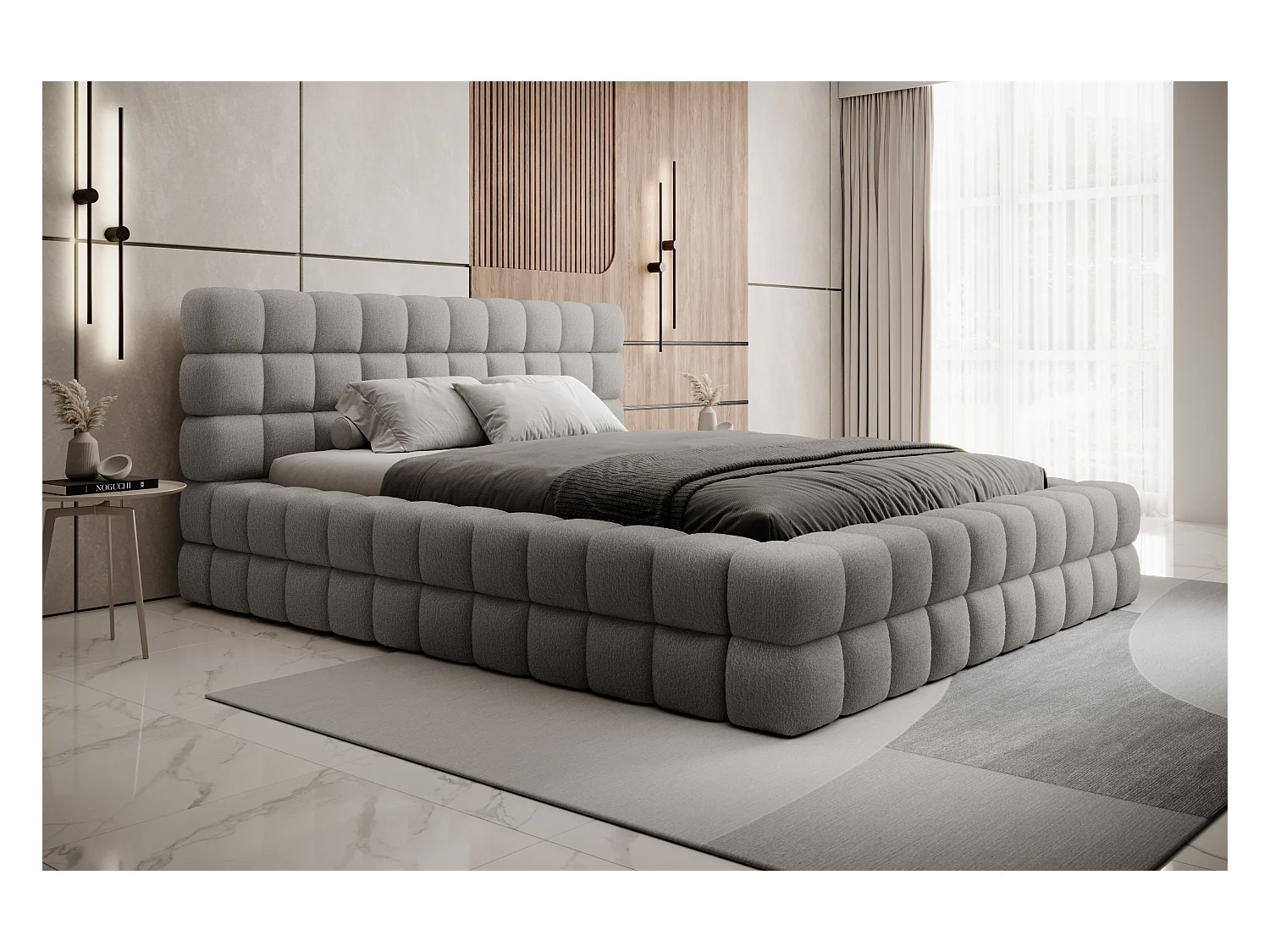 Lit Dario S (140x200)/Tissu-Gris