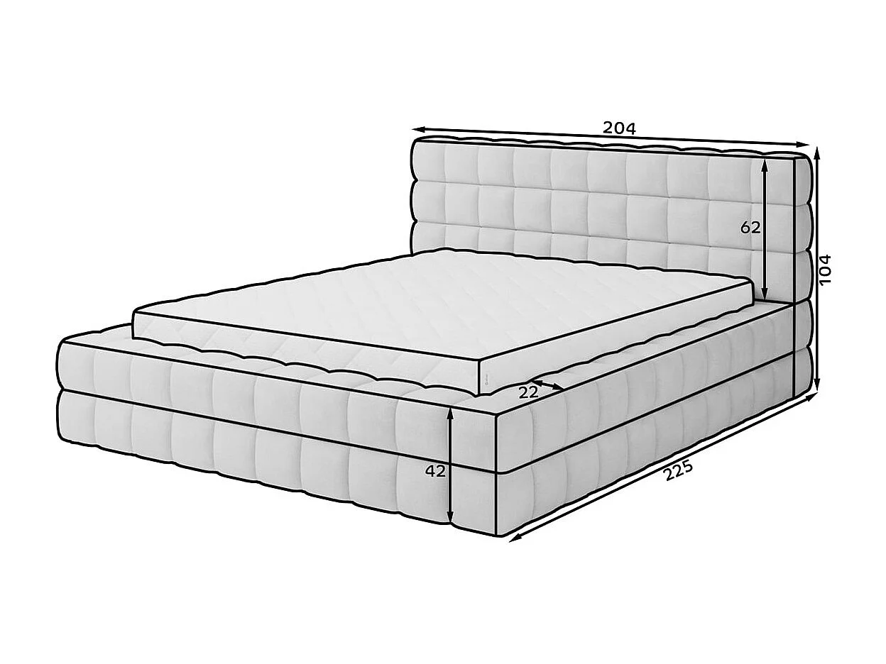 Lit coffre 160x200 sommier inclus Cloud tissu bouclette Blanc