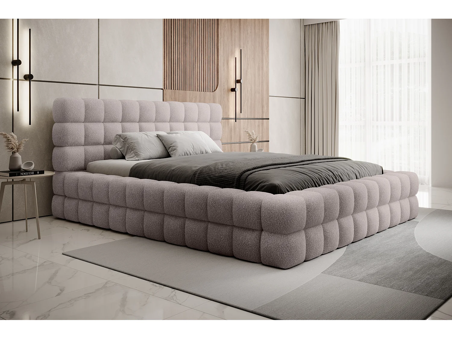 Letto Dario L (180x200)/Tessuto-Rosa