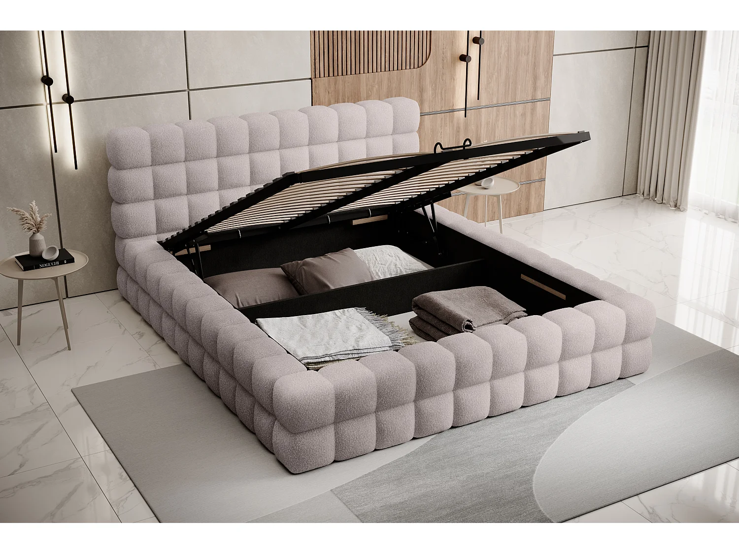 Letto Dario L (180x200)/Tessuto-Rosa