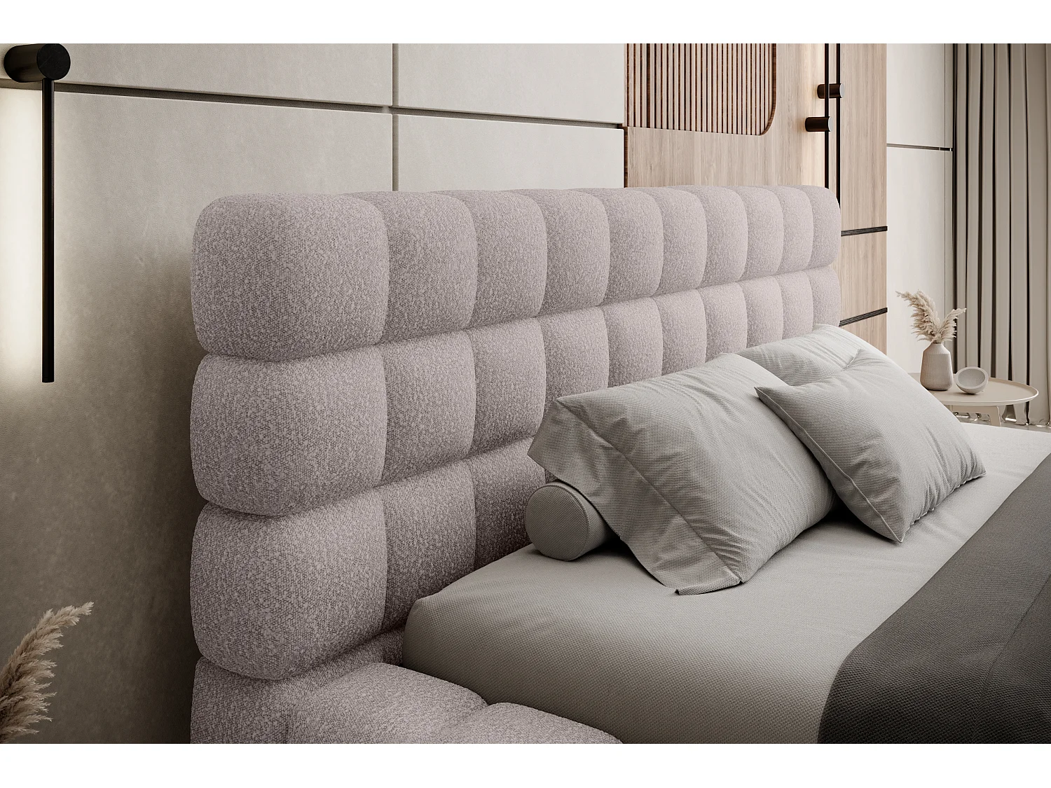 Letto Dario L (180x200)/Tessuto-Rosa