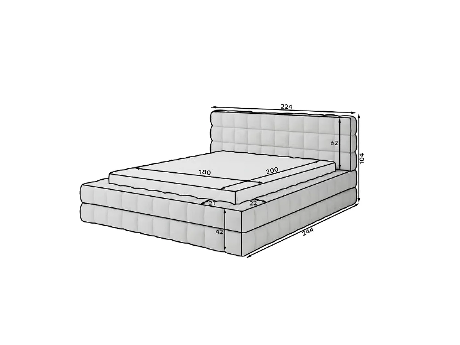 Lit coffre 160x200 sommier inclus Cloud tissu bouclette Beige