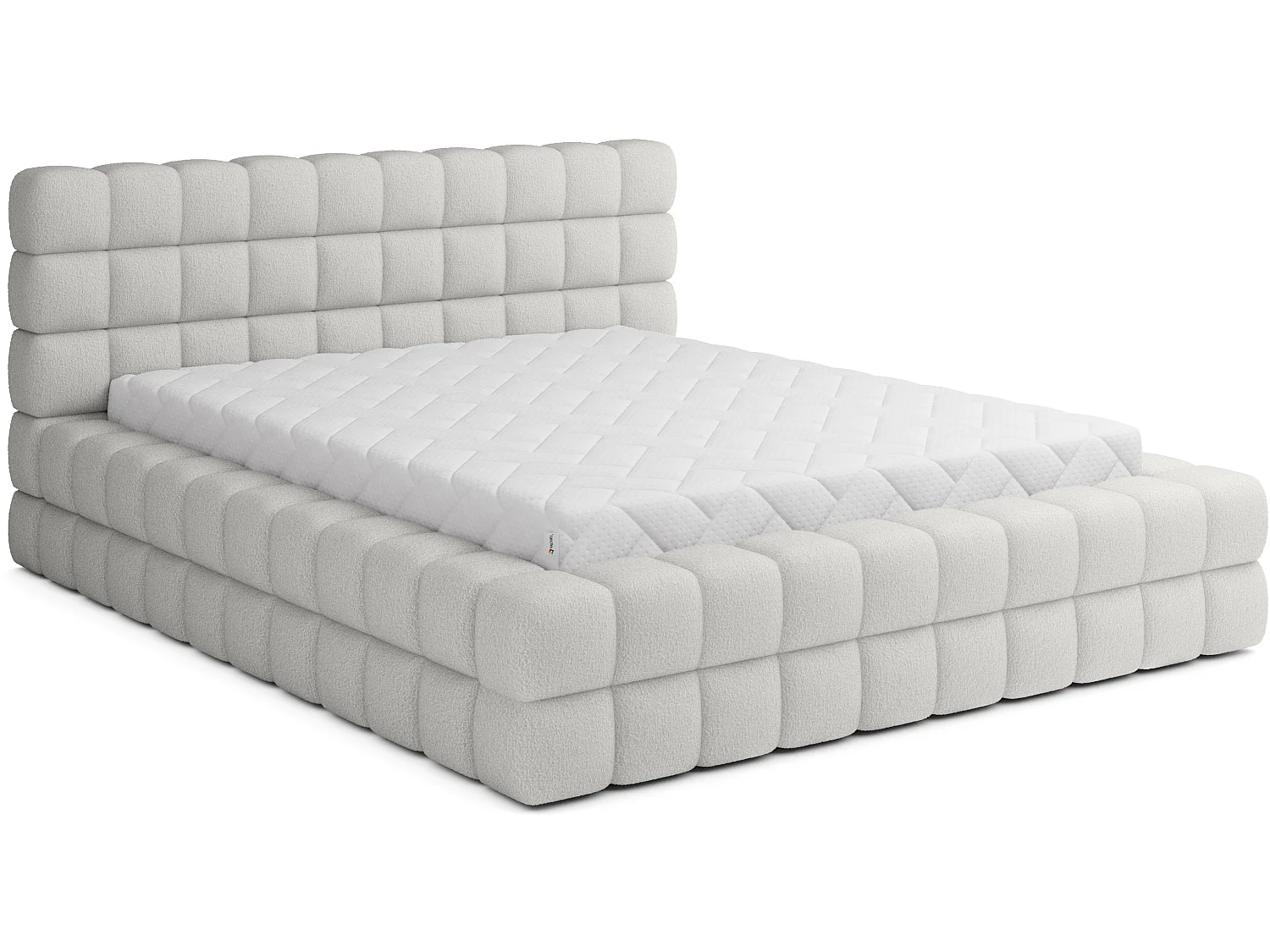 Lit coffre 160x200 sommier inclus Cloud tissu bouclette Beige