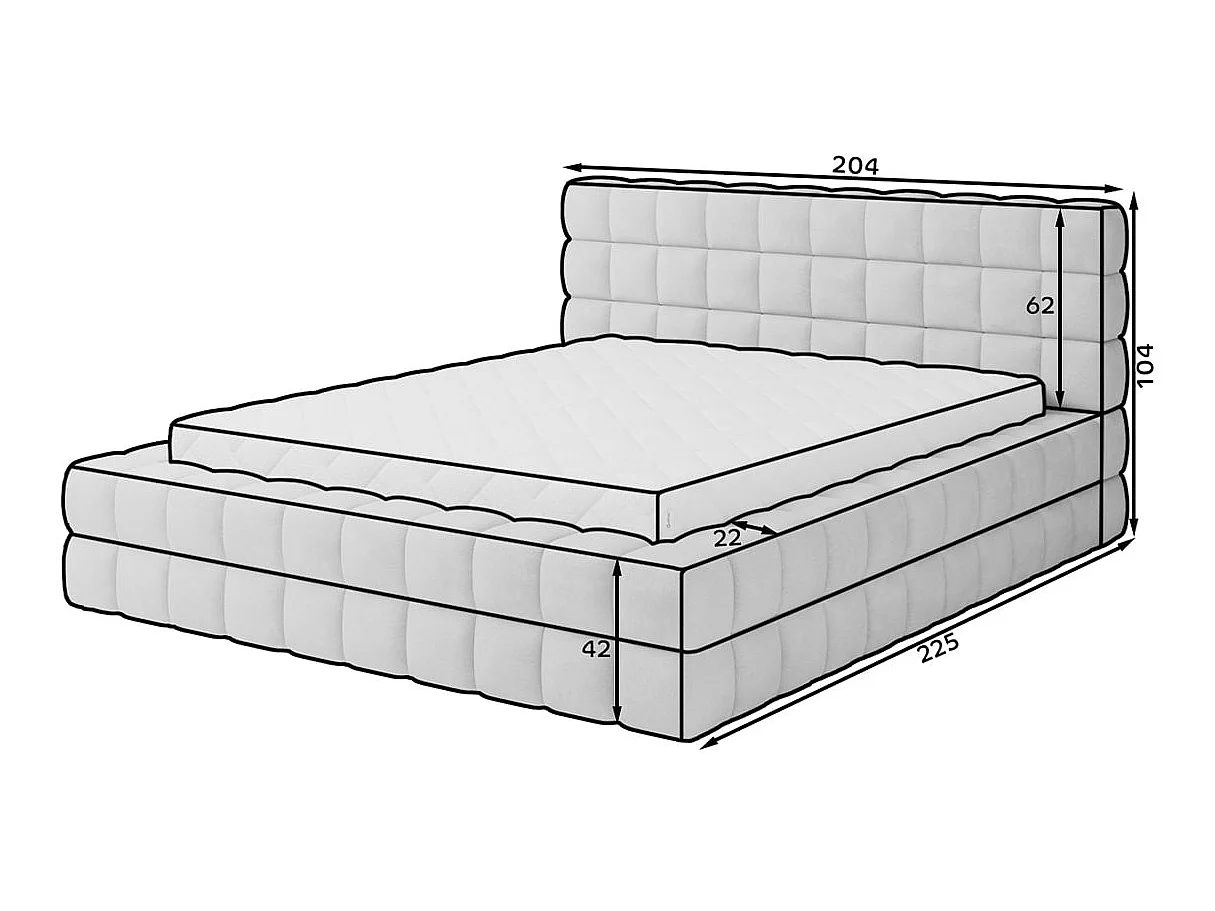 Lit coffre 160x200 sommier inclus Cloud tissu bouclette Beige
