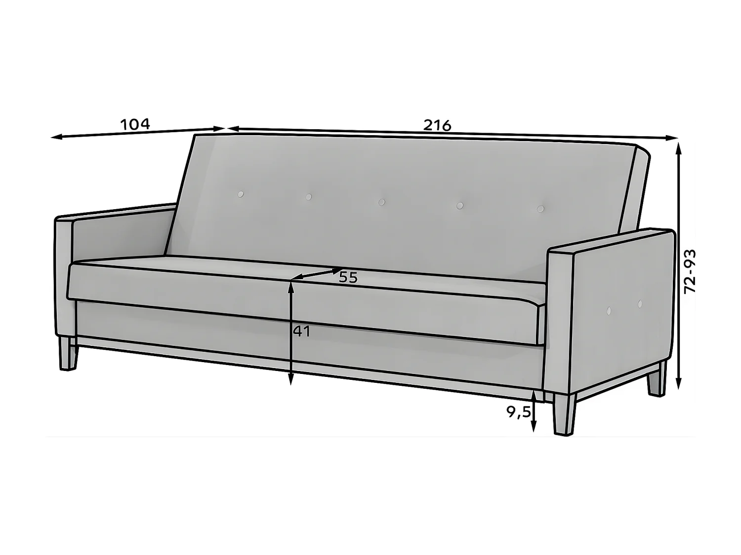 3 Pers. Couch Selena / An Lager/Stoff-Grün