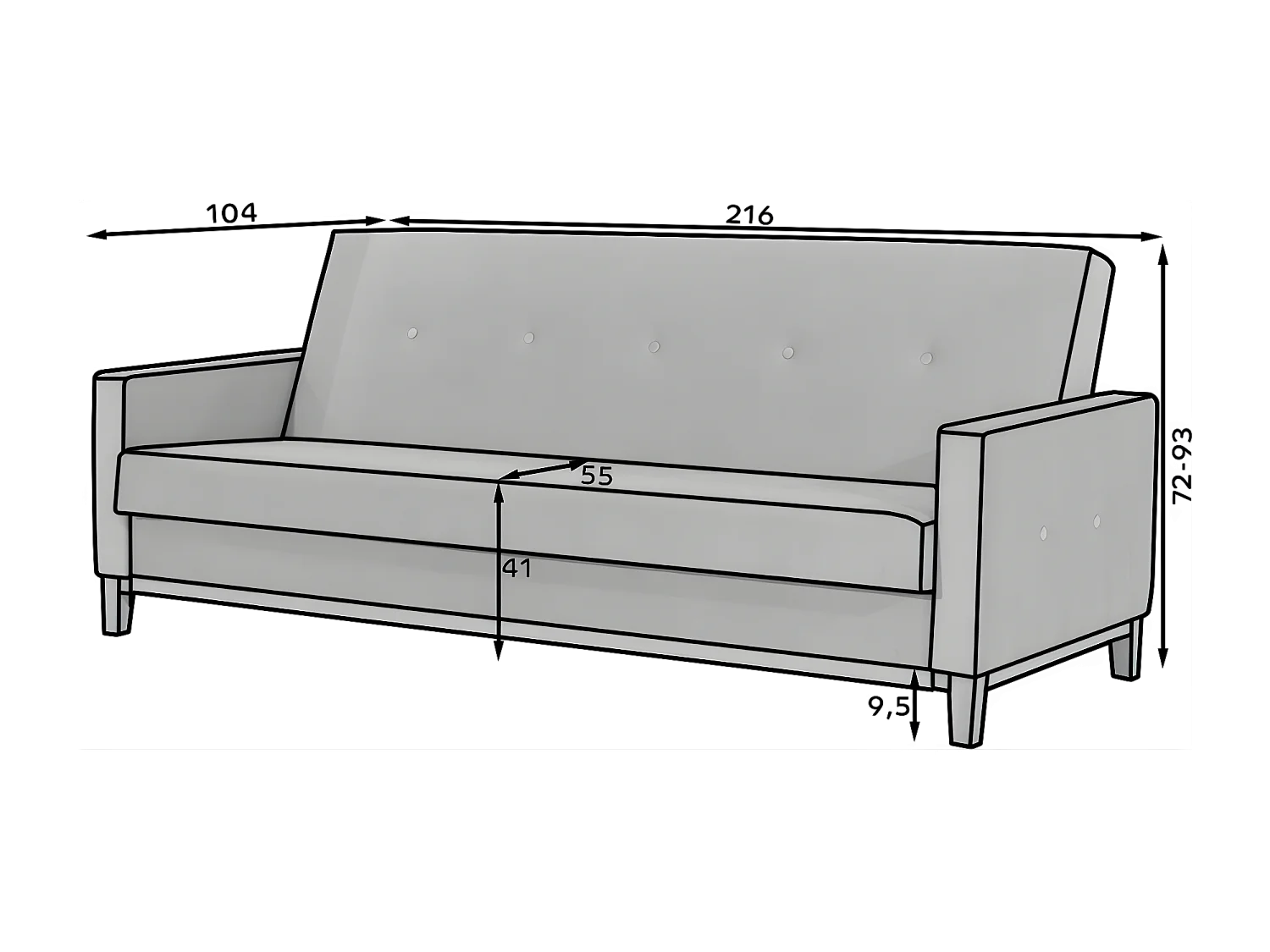 3 Pers. Canapé Selena / En Stock/Tissu-Vert