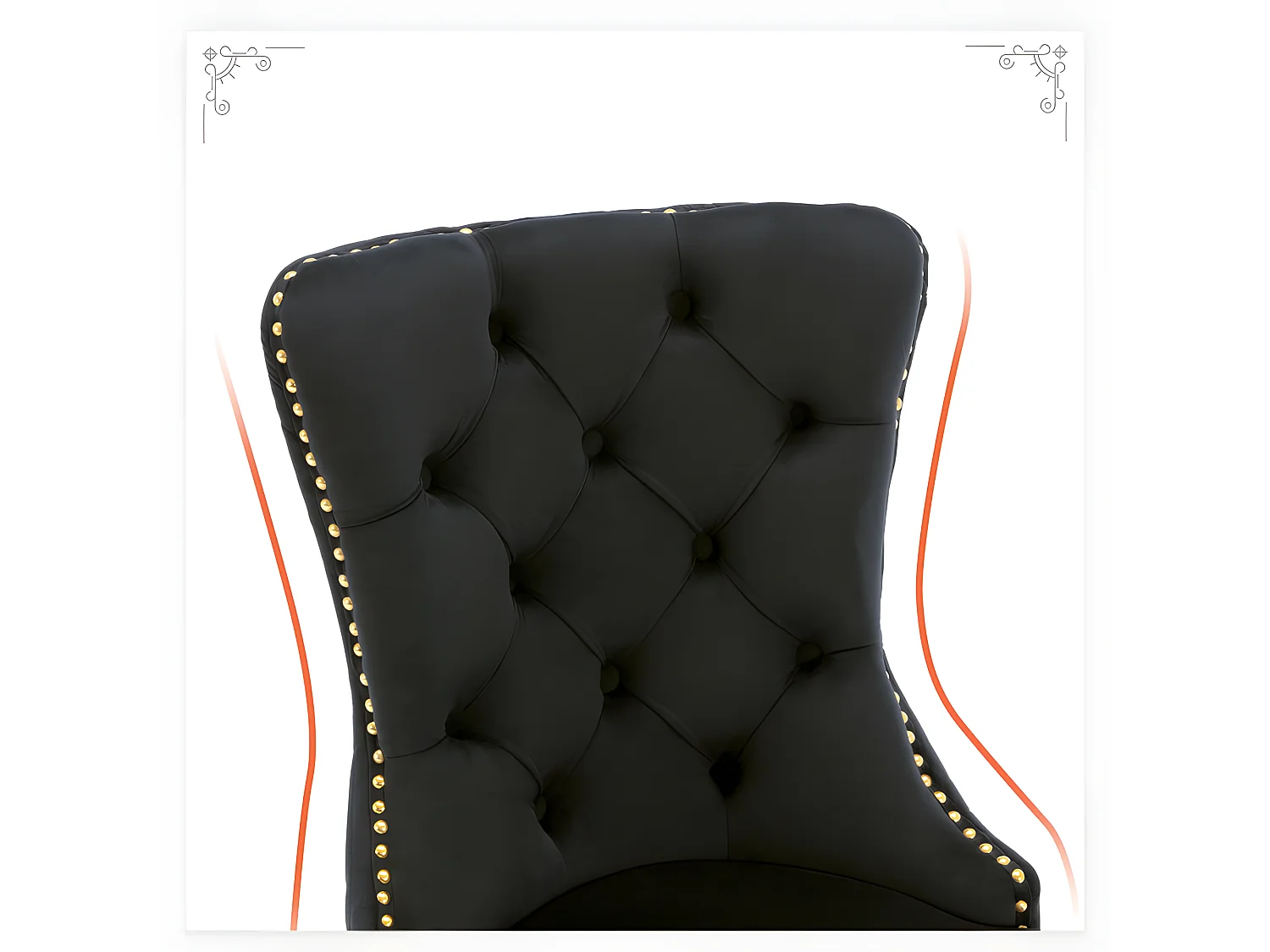 Juego de 6 sillas de terciopelo con patas de metal - Negro