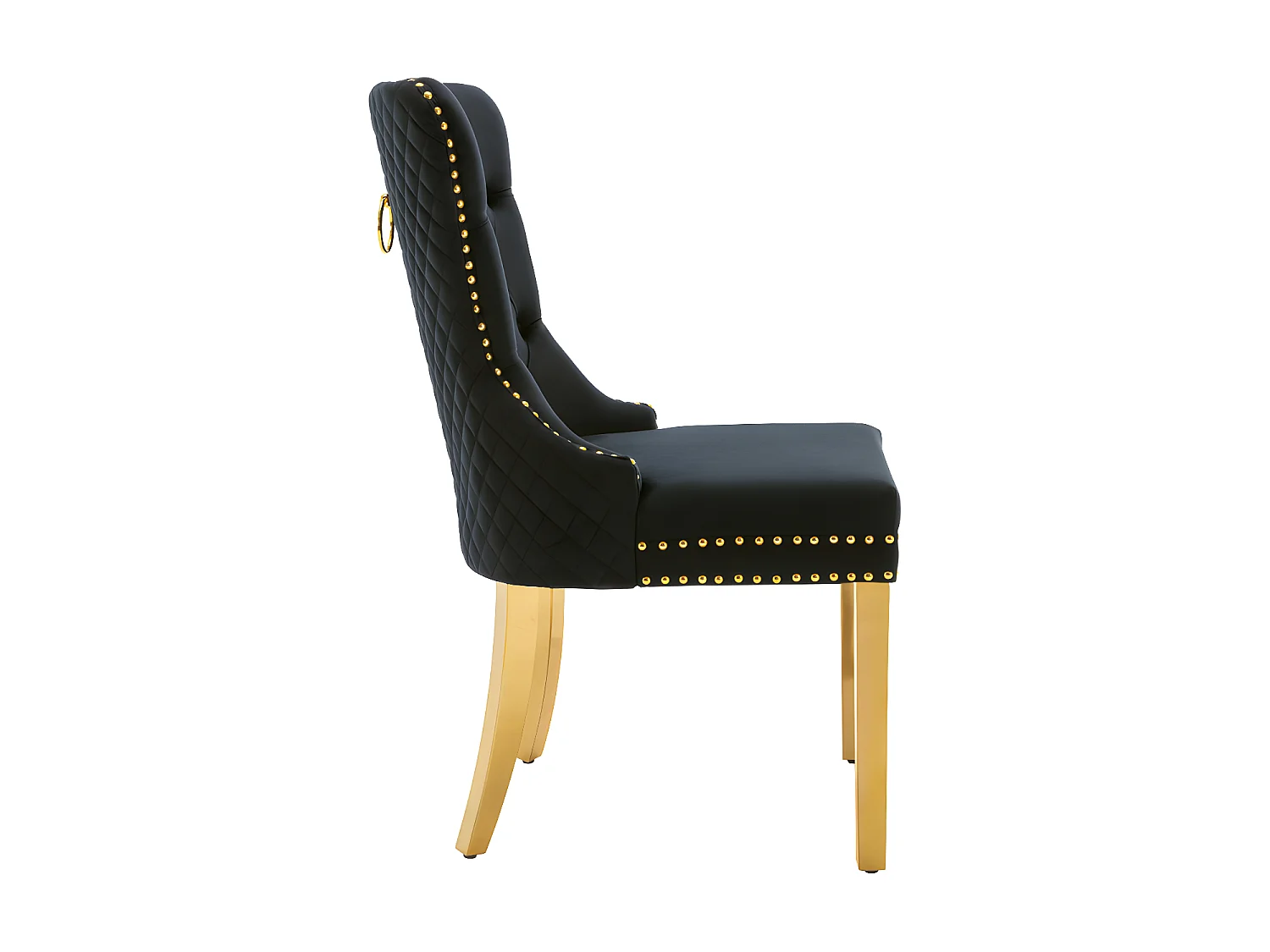 Set van 6 fluwelen stoelen met metalen poten - Zwart