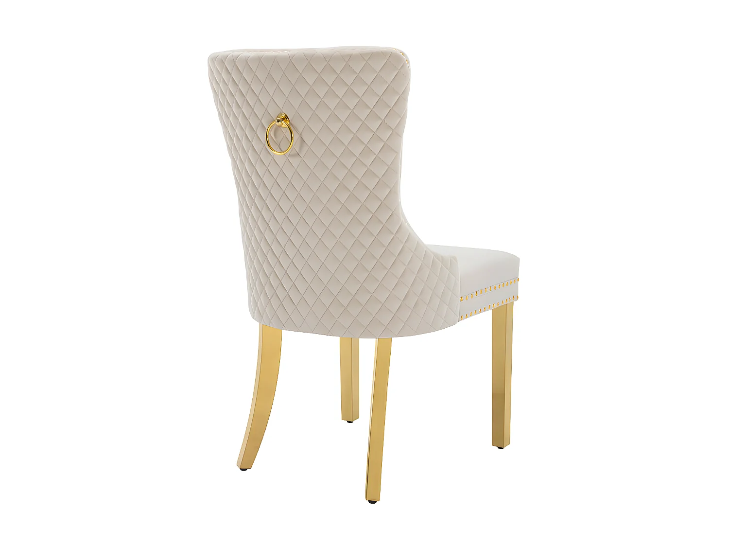 Lot de 6 chaises en velours avec pieds métallique - Beige