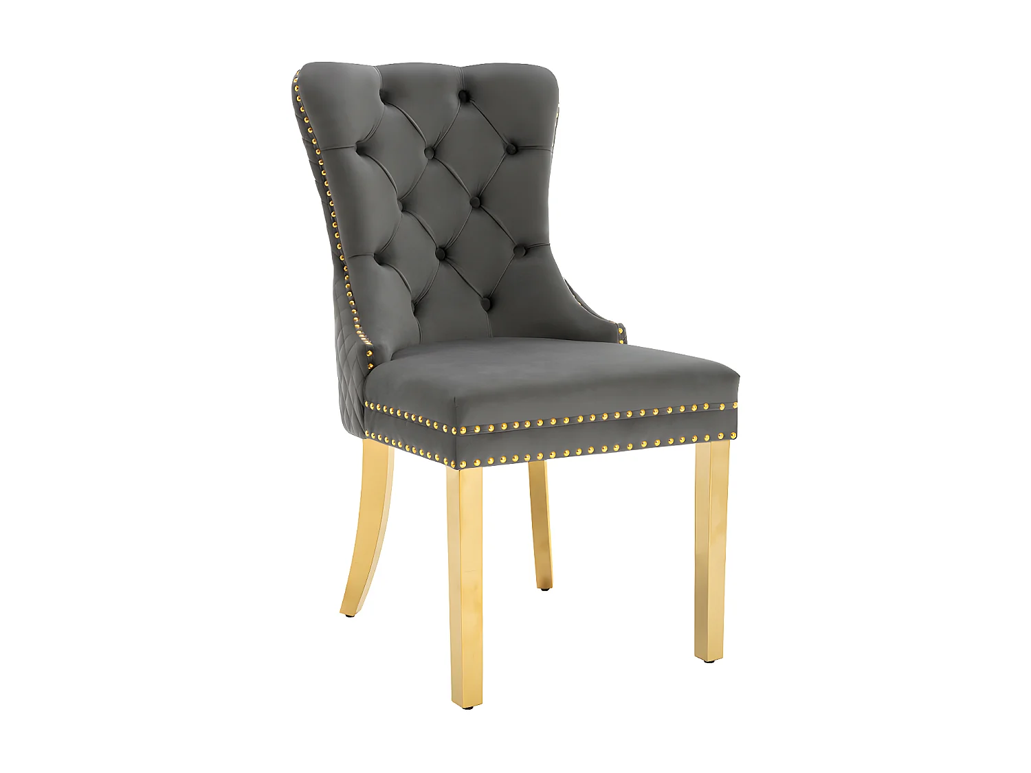 Set van 6 fluwelen stoelen met metalen poten - Grijs