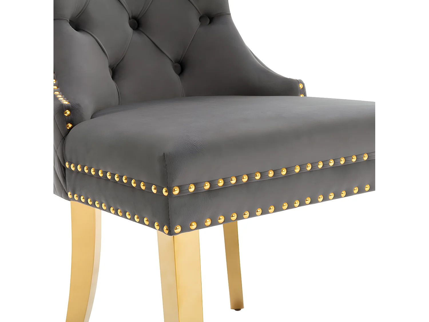 Set van 6 fluwelen stoelen met metalen poten - Grijs