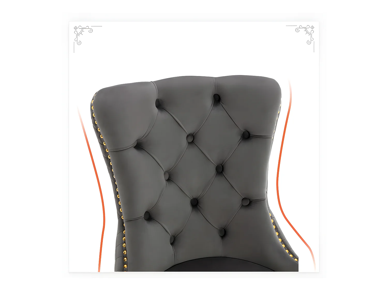 Juego de 6 sillas de terciopelo con patas de metal - Gris