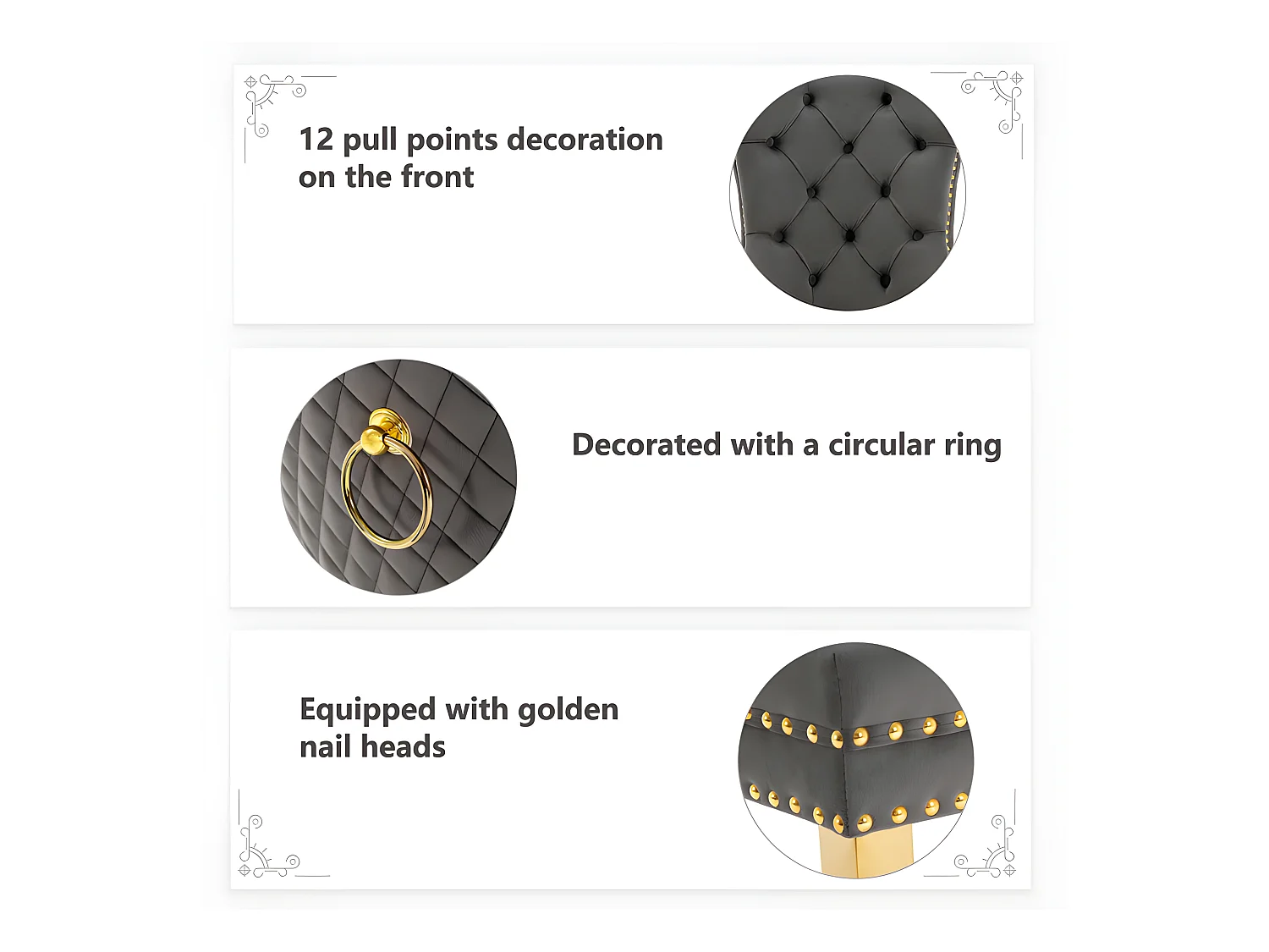 Juego de 6 sillas de terciopelo con patas de metal - Gris