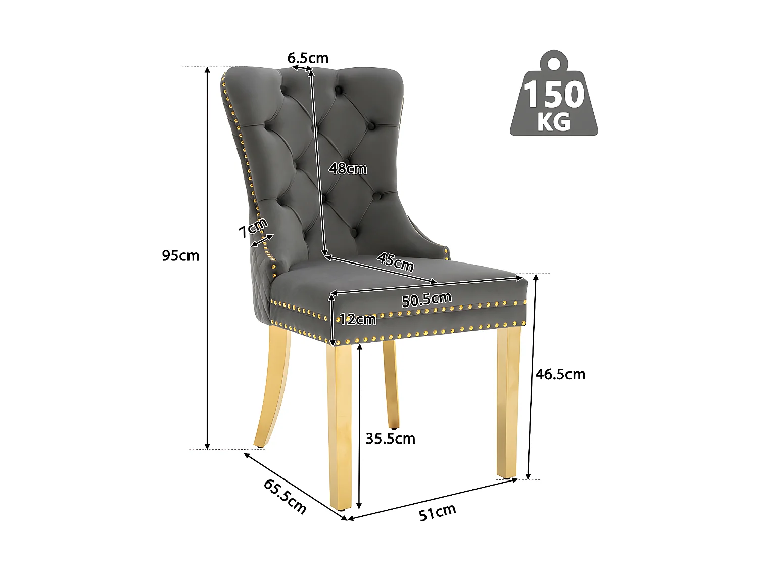 Set aus 2 Samtstühlen mit Metallbeinen – Grau