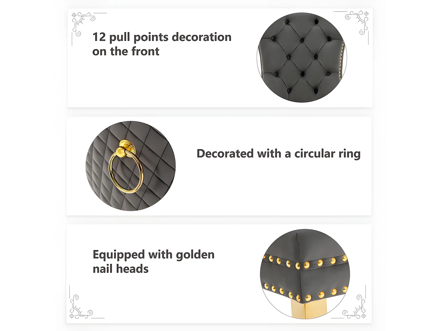 Lot de 2 chaises en velours avec pieds métallique - Gris