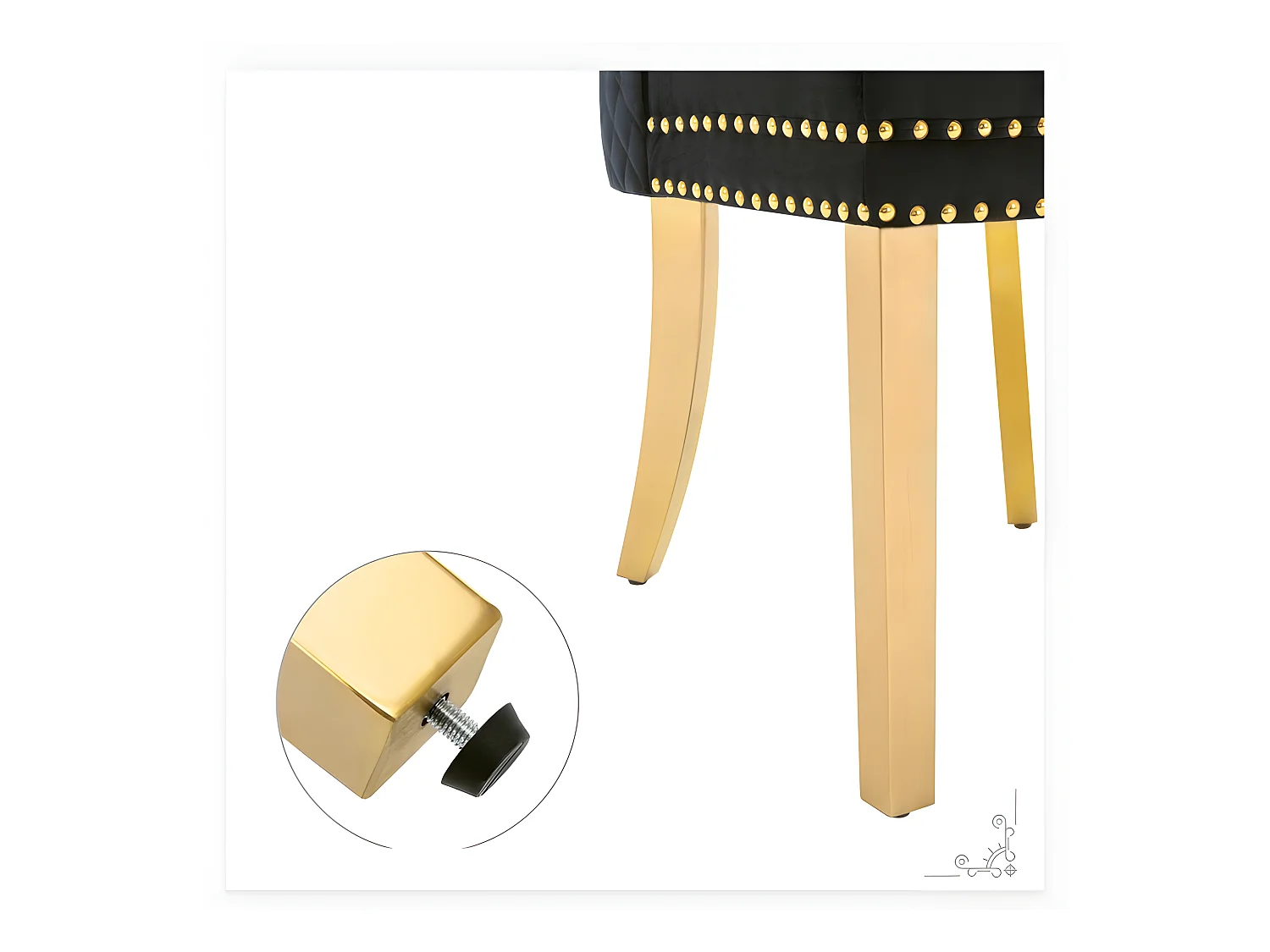 Lot de 4 chaises en velours avec pieds métallique - Noir