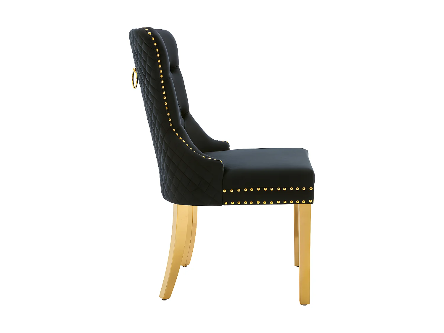 Set van 4 fluwelen stoelen met metalen poten - Zwart