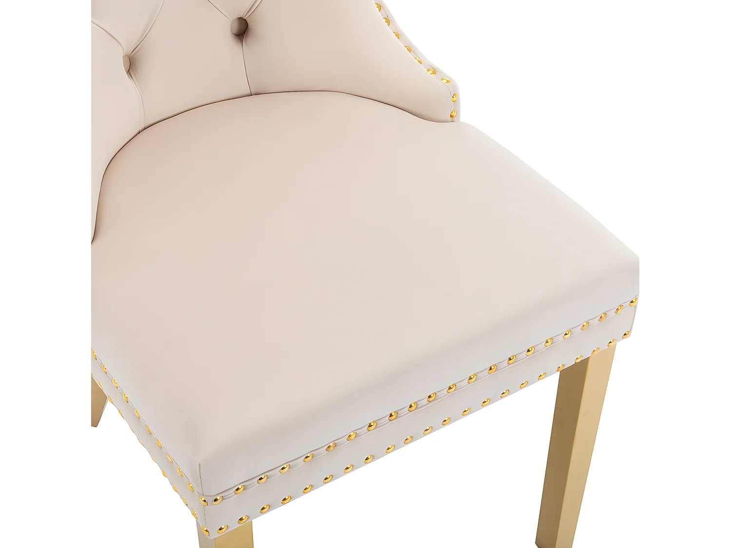 Lot de 4 chaises en velours avec pieds métallique - Beige