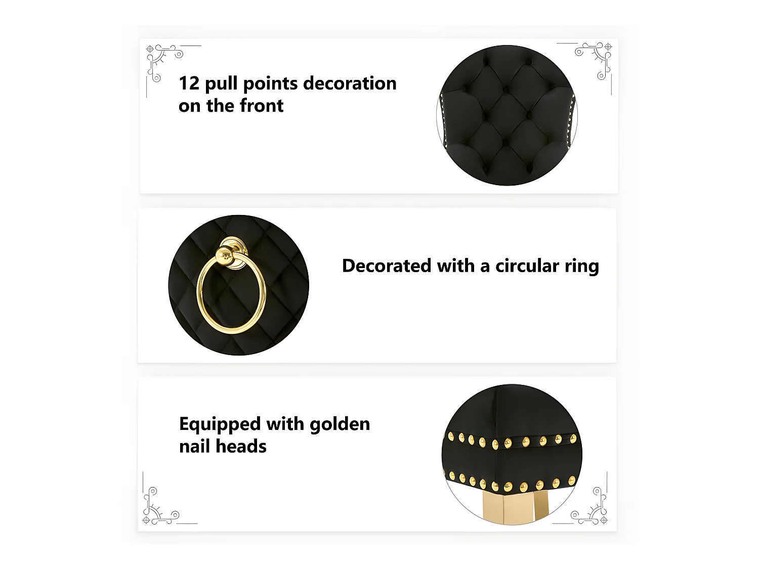 Juego de 2 sillas de terciopelo con patas de metal - Negro