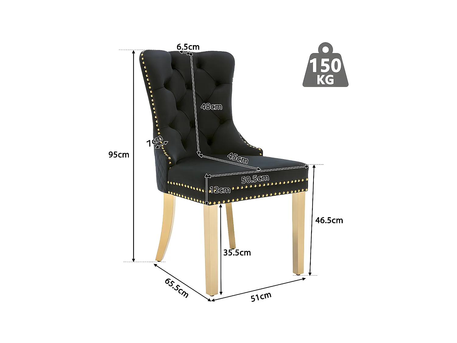 Juego de 2 sillas de terciopelo con patas de metal - Negro