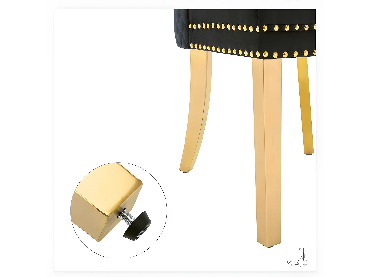 Juego de 2 sillas de terciopelo con patas de metal - Negro