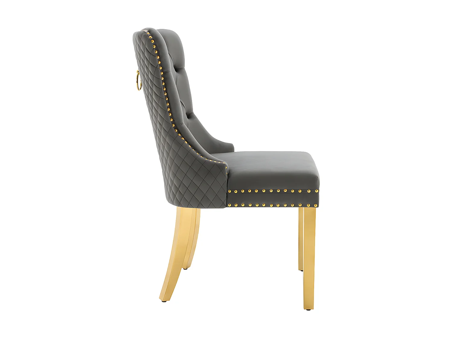 Set di 4 sedie in velluto con gambe in metallo - Grigio