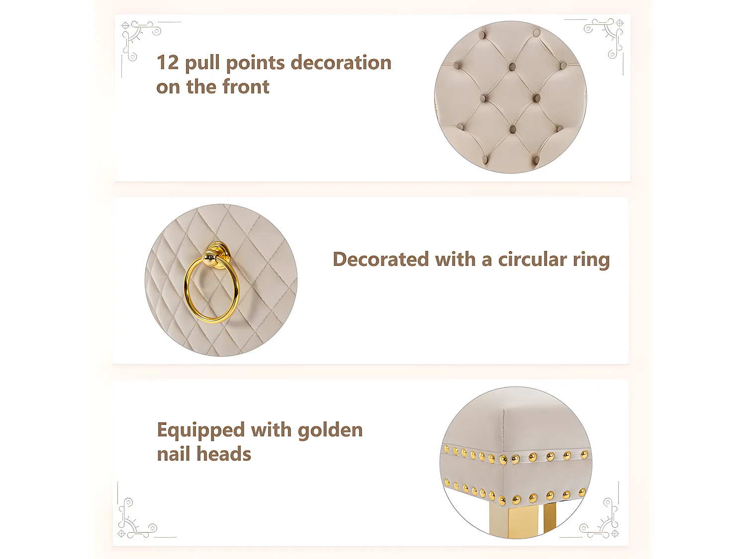 Set aus 2 Samtstühlen mit Metallbeinen – Beige