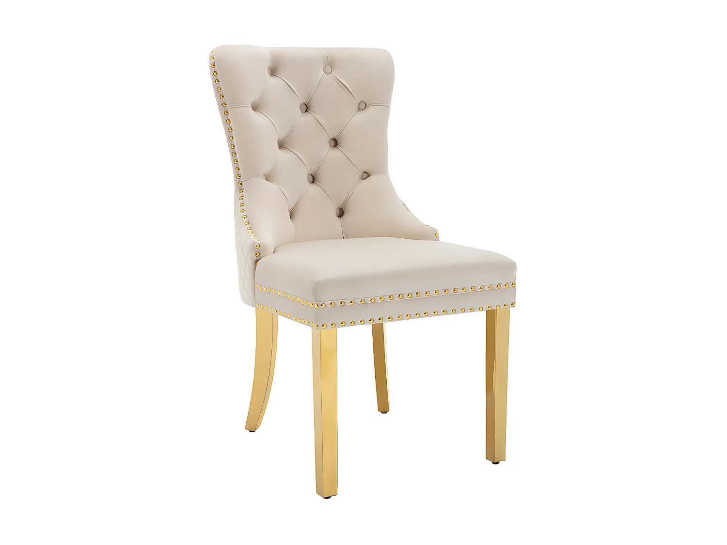 Lot de 2 chaises en velours avec pieds métallique - Beige