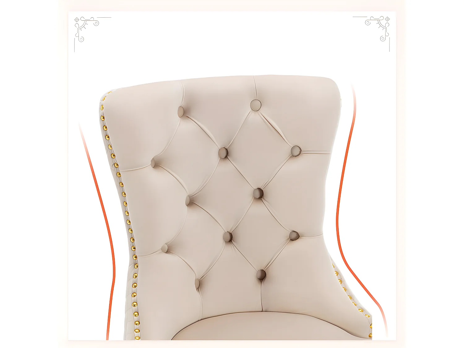 Lot de 2 chaises en velours avec pieds métallique - Beige