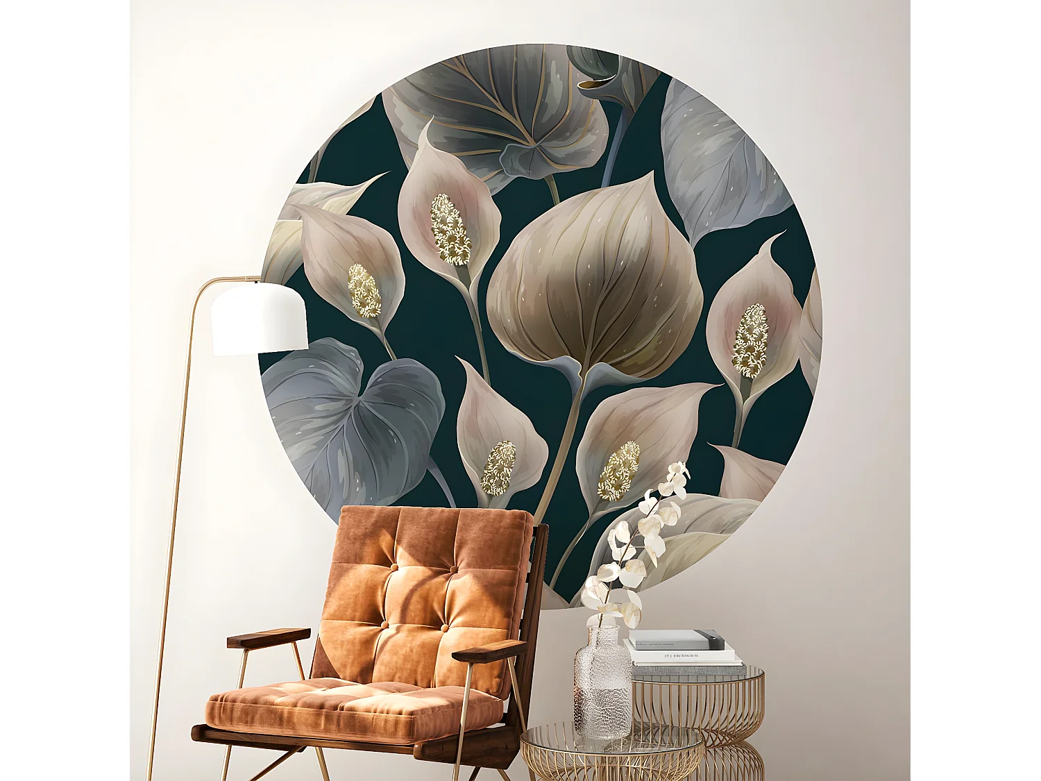 Papier peint intissé pré-encollé fresques géantes - FRESQUE FLEURS LYS DE PAIX - 90x90cm