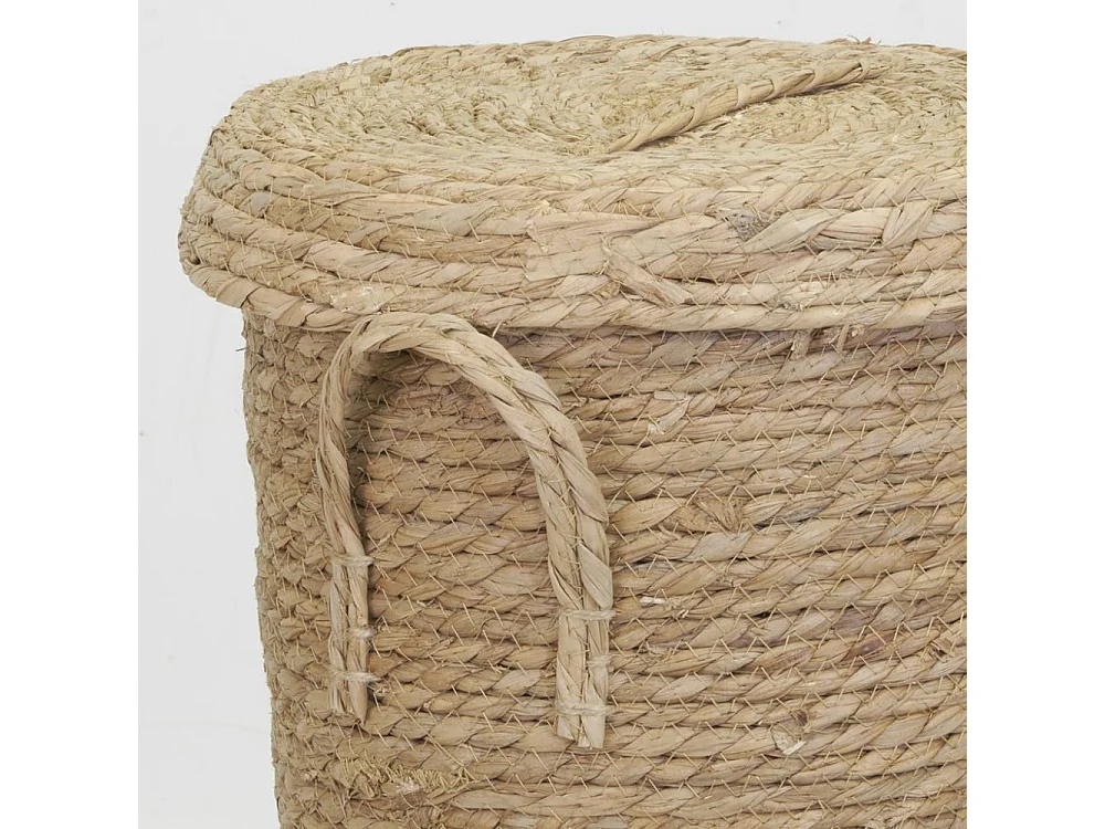 Lot 2 coffres + 1 poubelle en jonc naturel