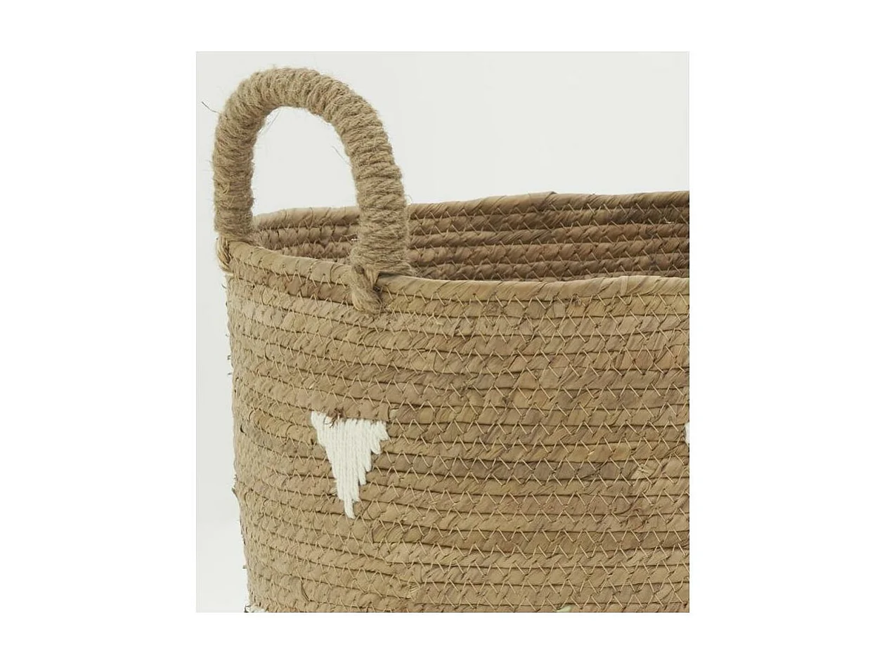 Cache-pots en abaca naturel et triangles blancs (lot de 3)