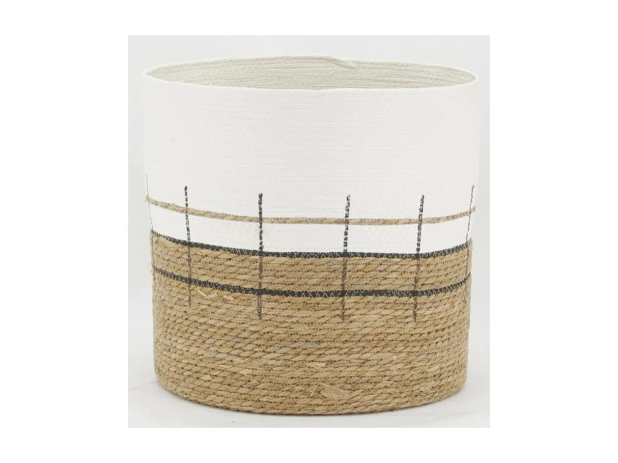 Cache-pots en jonc naturel et blanc (lot de 4)